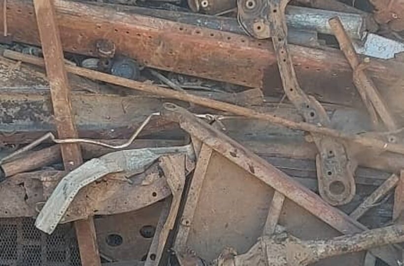 Ferrous steel scrap in container